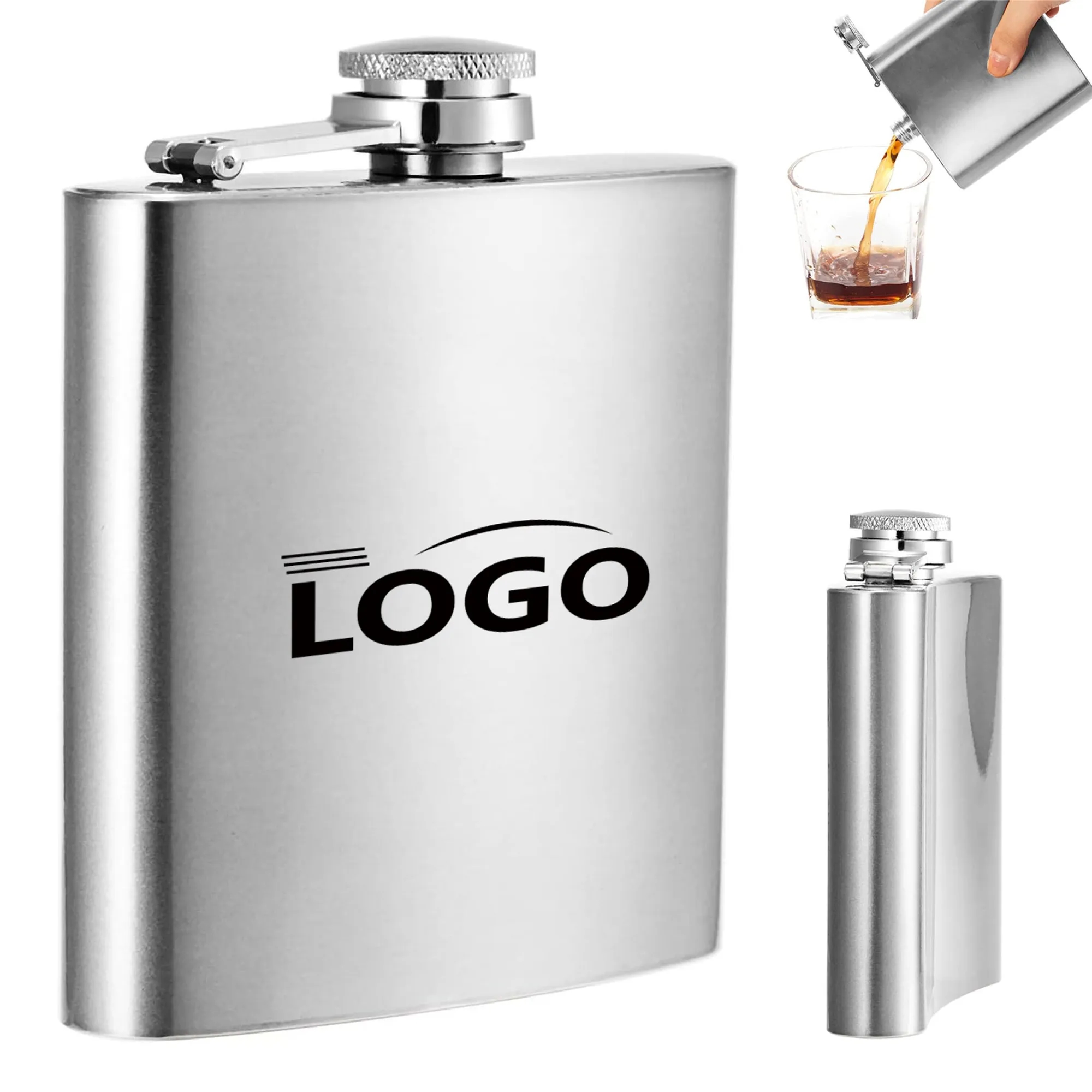 6oz Stainless Steel Flask MOQ 100PCS