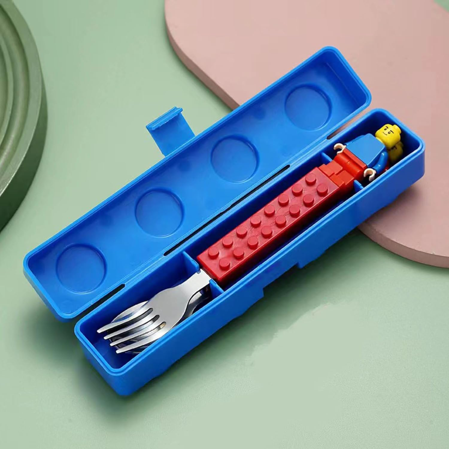 Stainless Steel Building Block Fork Spoon Kids Tableware Set 3