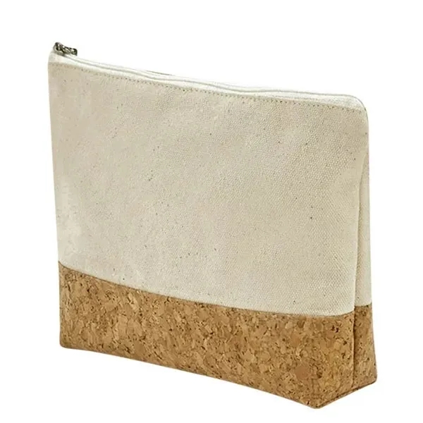 Canvas Cork Cosmetic Makeup Bag With Zipper 4