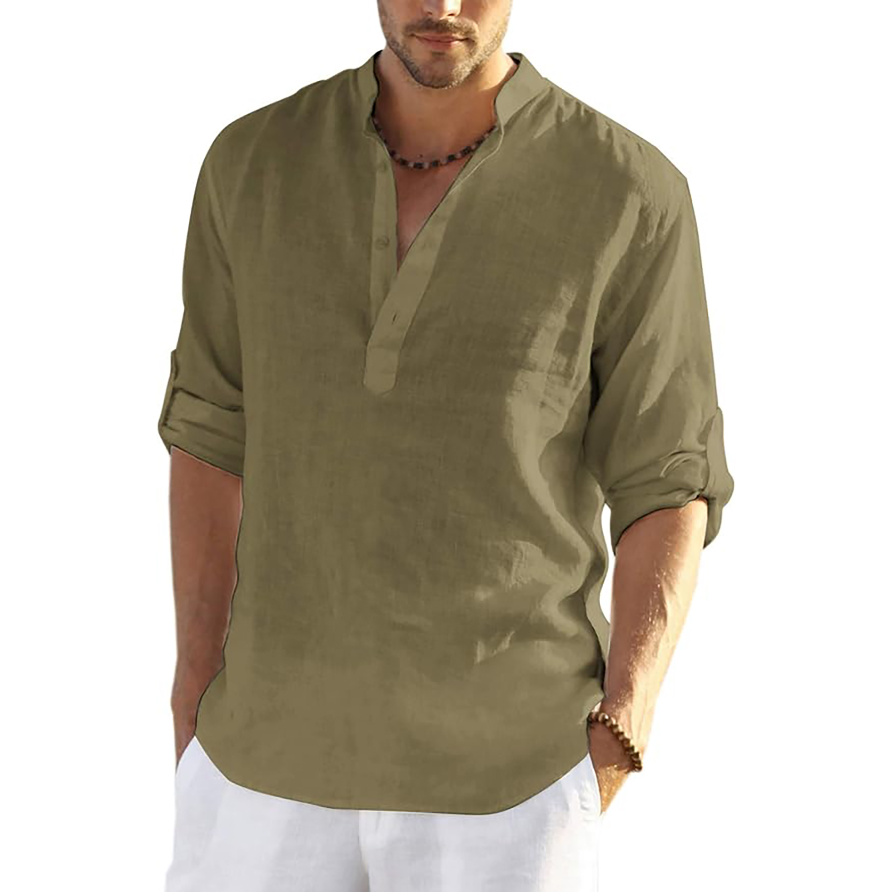 Casual Henley Collar Shirt 8