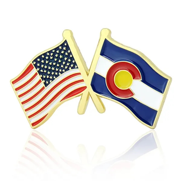 Stock Crossed Flag Pin (USA & USA) 19