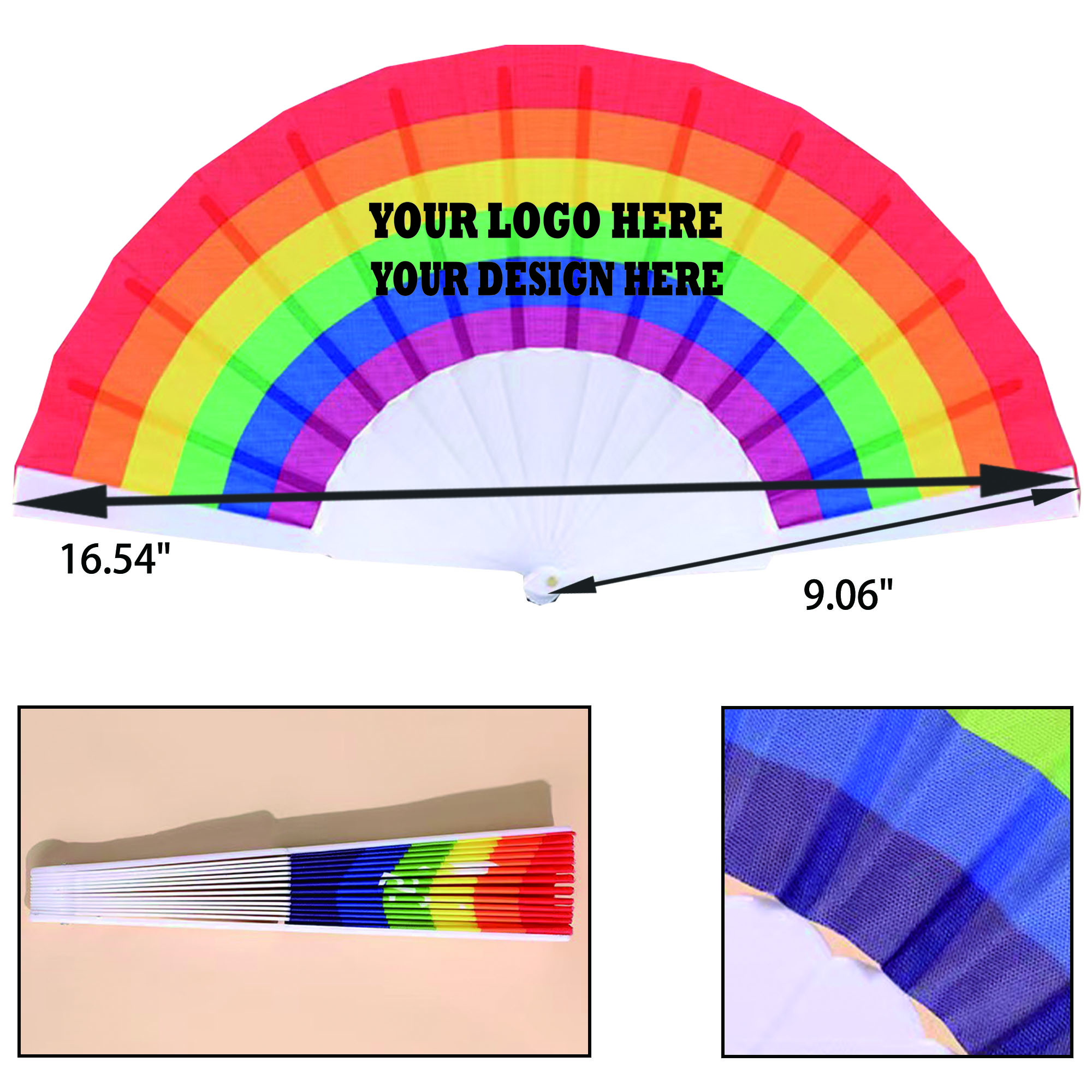 Full Color Novelty Handheld Rainbow Fan MOQ 100 2