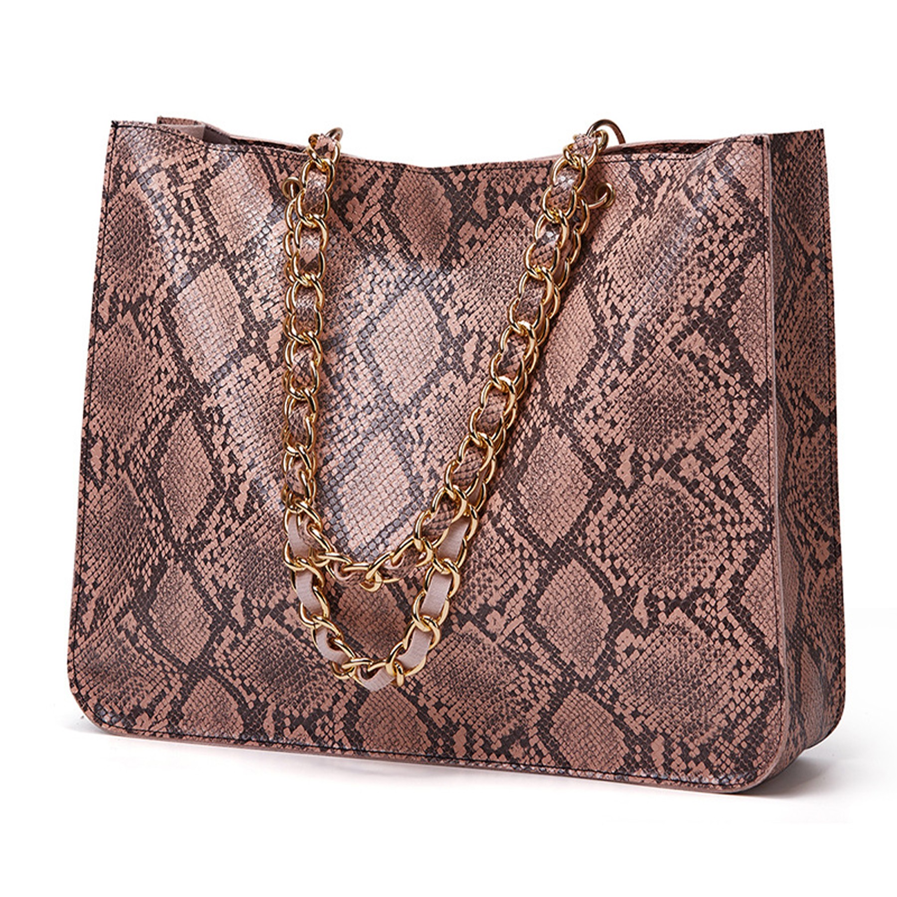 Women Snake Print Leather Tote Bag 6