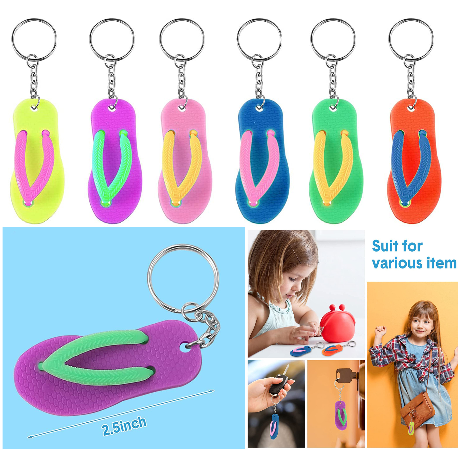 Fun Key Chains Flip Flop Beach Keychain