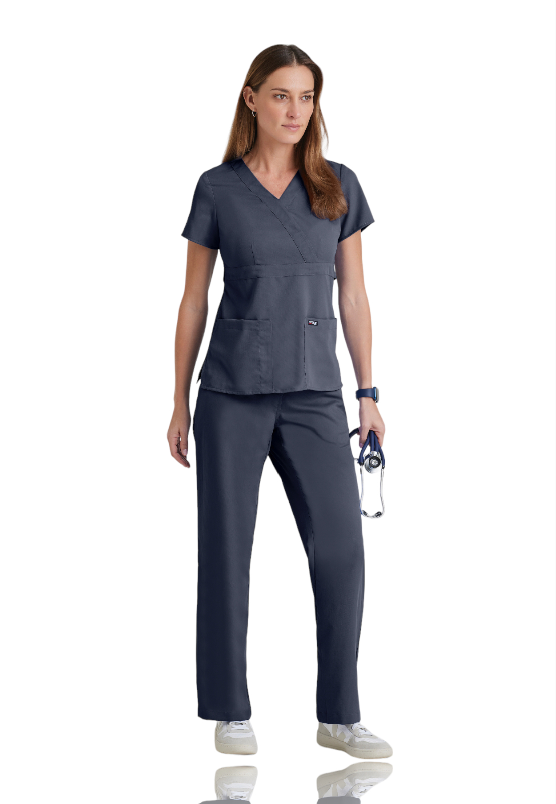 Grey's Anatomy Classic - Women's Two-Pocket Mock Wrap Riley Scrub Top 7