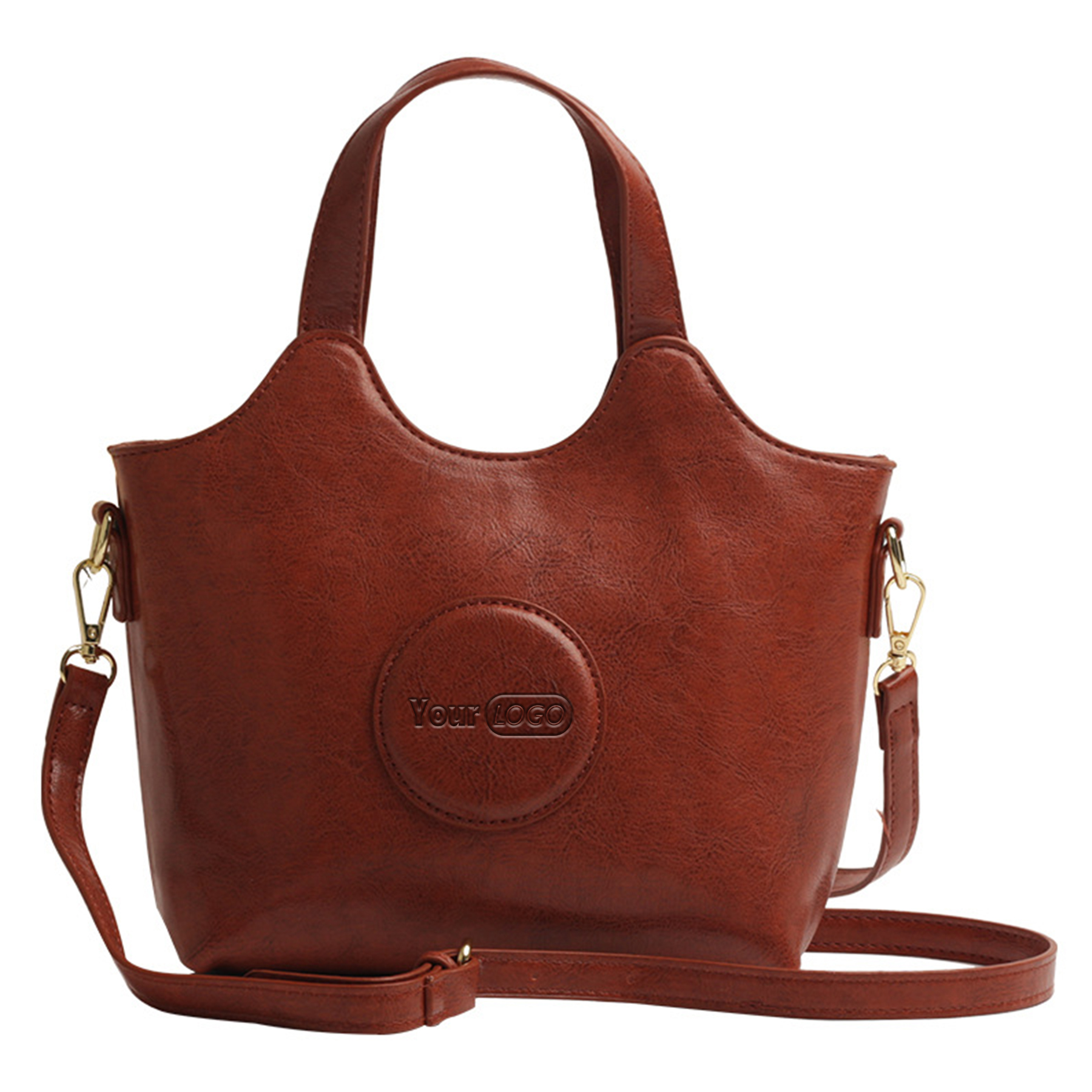 Pu Leather simple waterproof Portable Cross-body Bag Brown 4