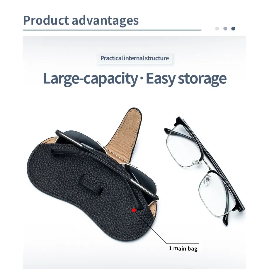 Portable Soft Genuine Leather Glasses Case 7