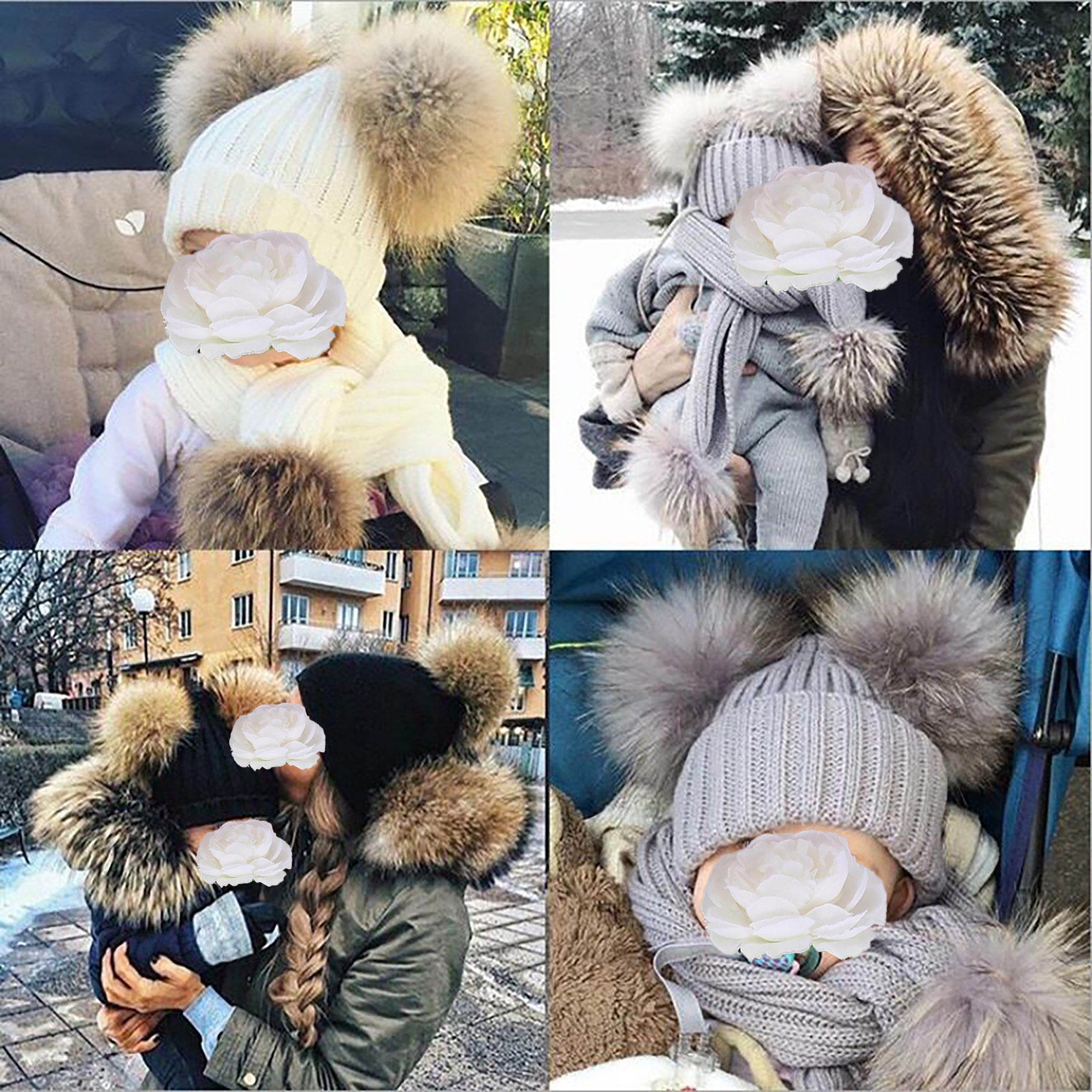 Baby Winter Knit Hat with Double Poms 7