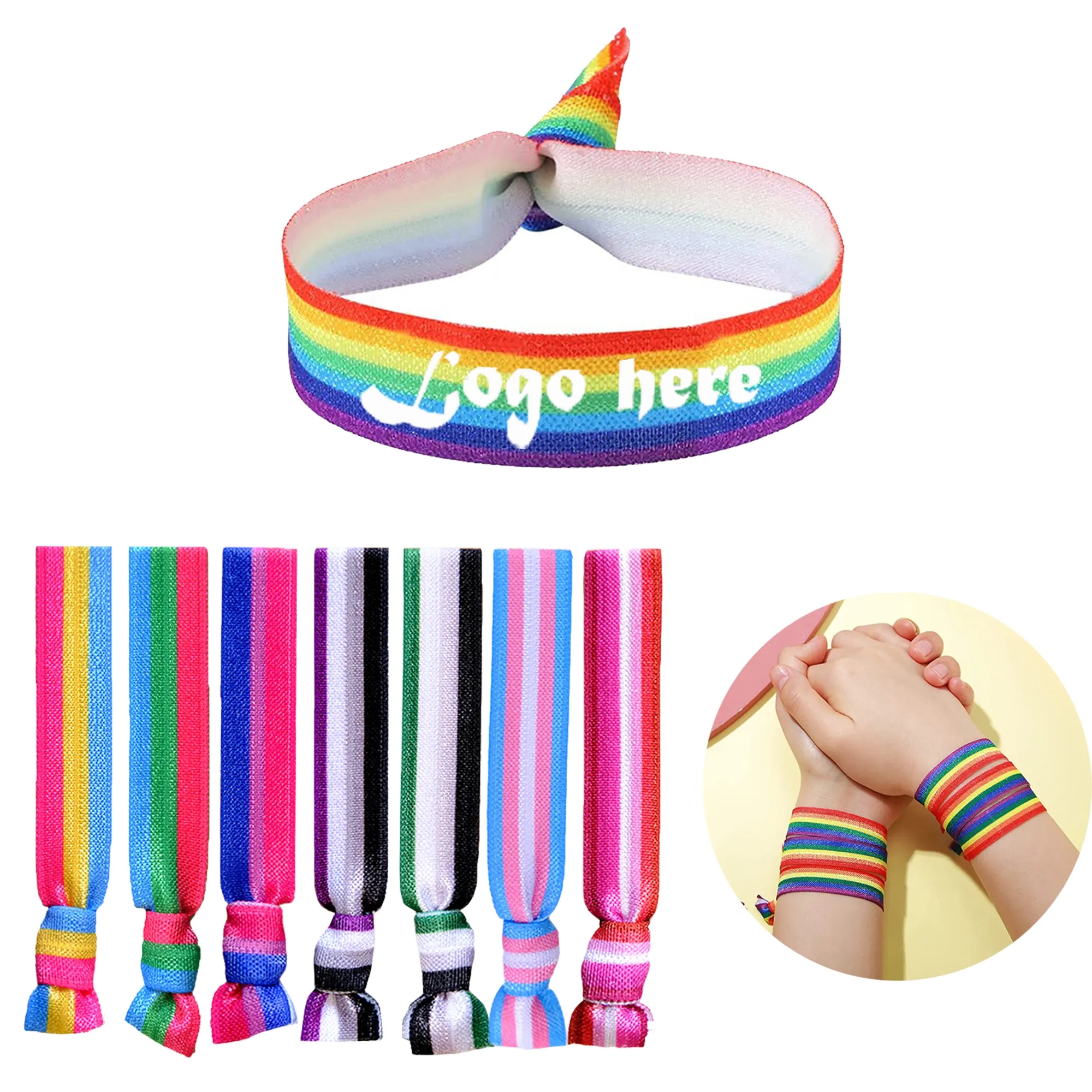Rainbow Headband Elastic Bracelet Pride Month Decoration 2