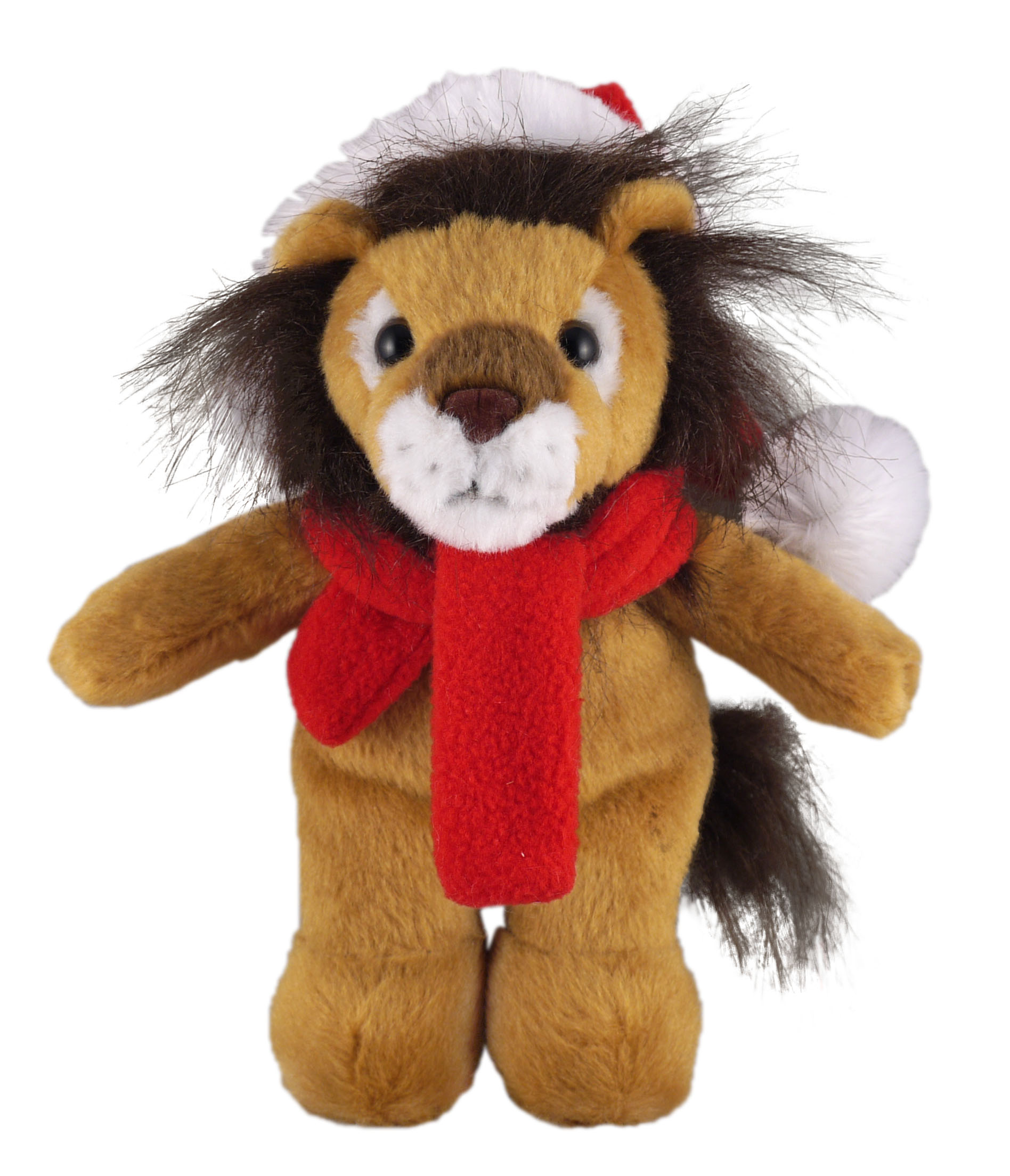 Soft Plush Stuffed Lion with Christmas Hat and Scarf 2