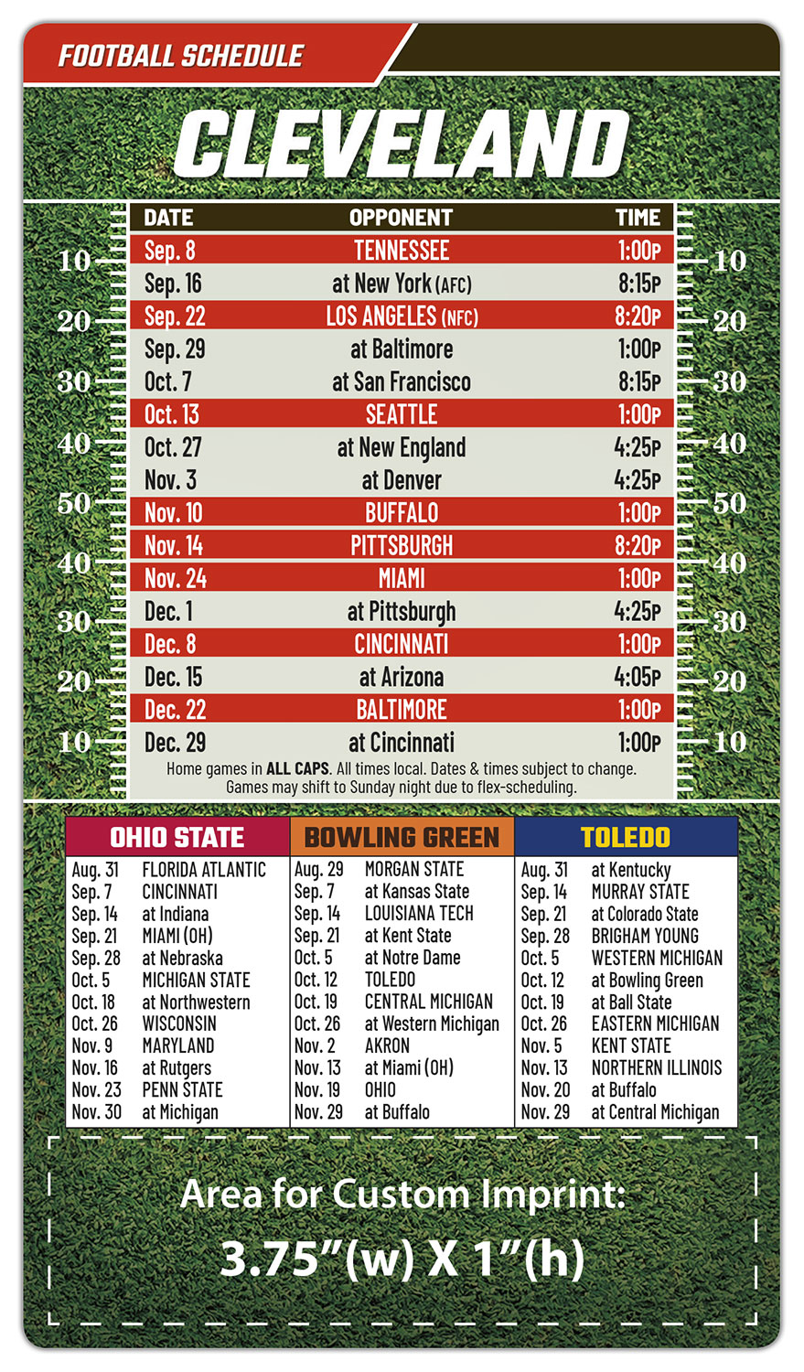 Magnet Football Sport Schedules - 4x7 Round Corners 1