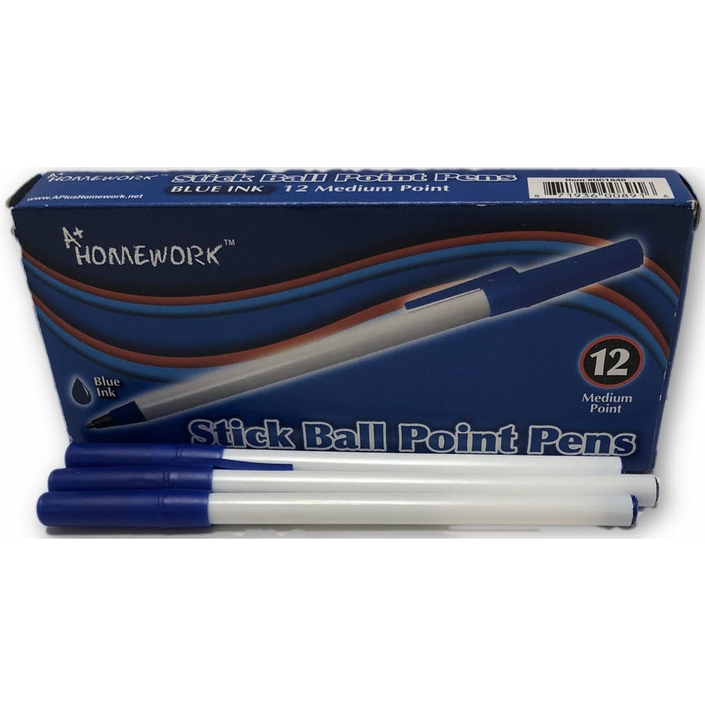Stick Ballpoint Pens - 12 Count Blue Medium 2