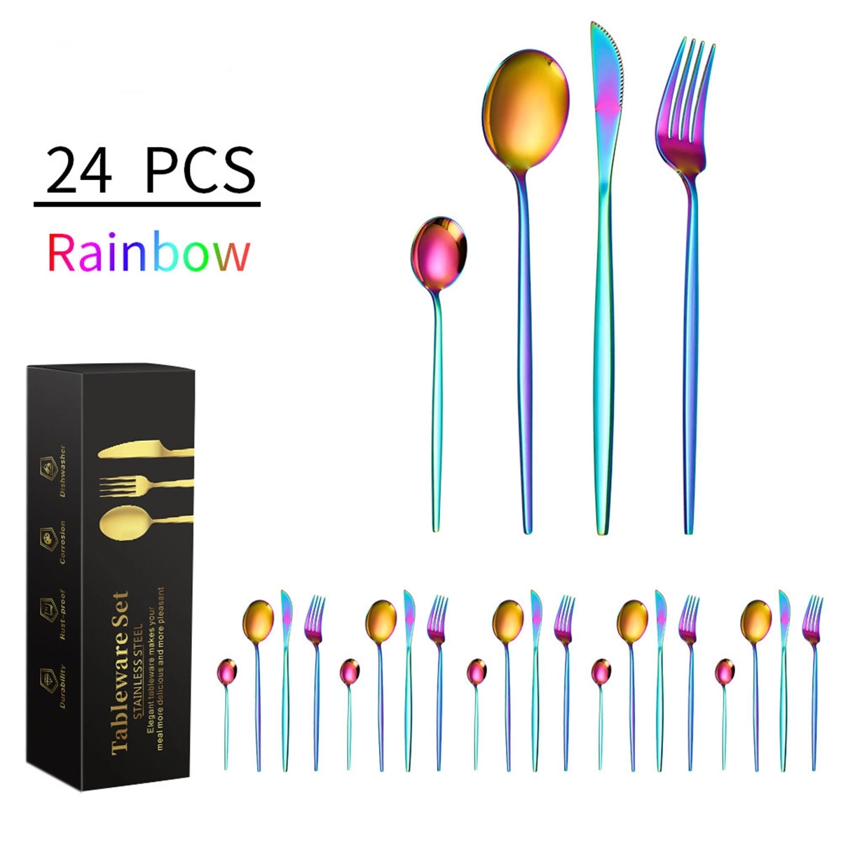 24 Piece Golden Plated Stainless Steel Flatware Set 2
