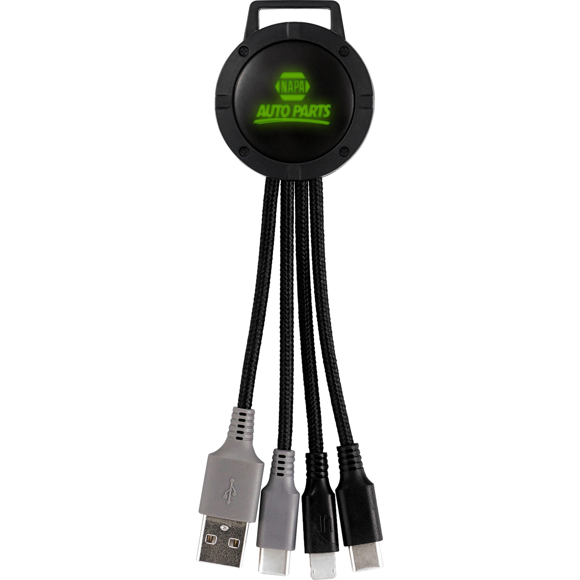 Light Up Color Two Tone Dual Input 3-in-1 Charging Cable 5