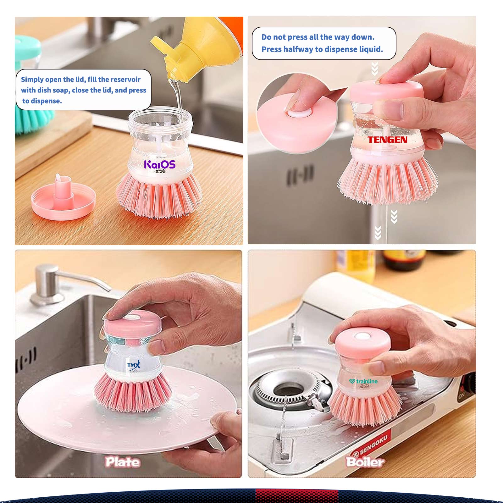 Tivelle Soap Dispensing Dish Brush 3
