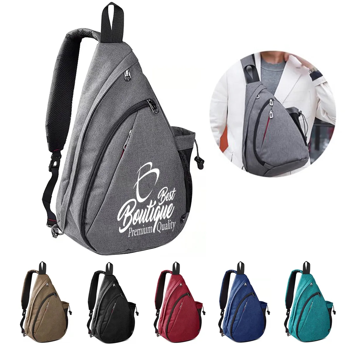 Adjustable Large Capacity Walking Hiking Crossbody Sling Bag 2