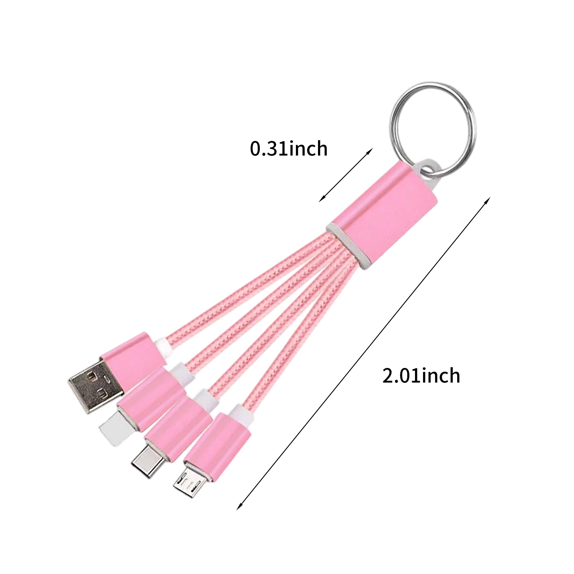 Nylon Braided Three In One Charging Cable With Multi Device Compatibility 5.12" 6
