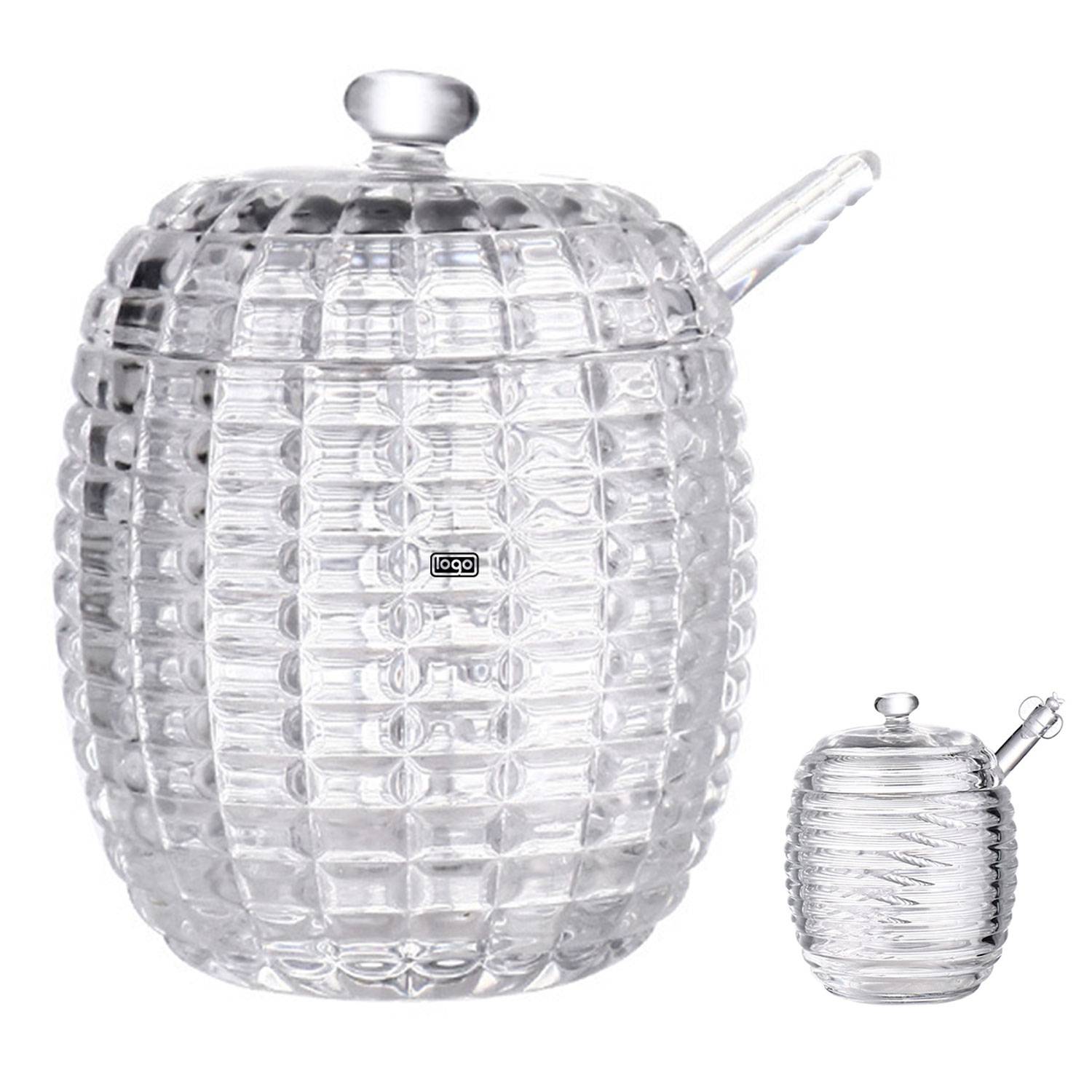 8oz Clear Glass Honey Jar w/ Dipper Stick 5