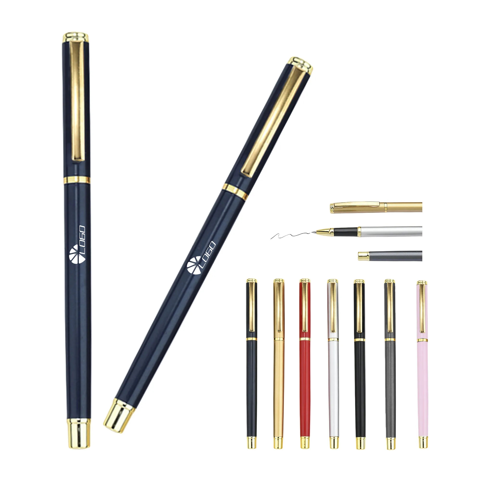 MOQ20 0.5mm Black Ink Gel Pen With Metal Clip 1