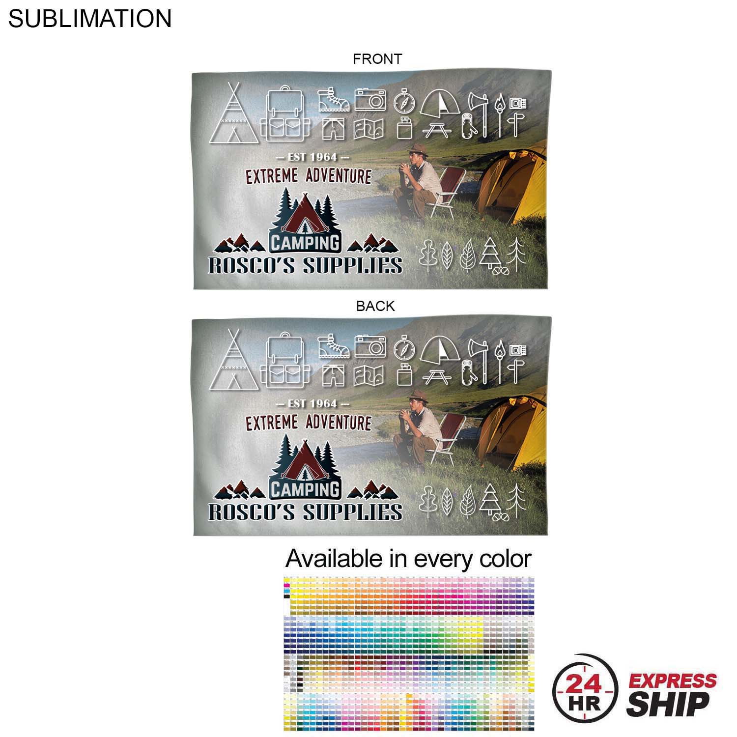 24 Hr Express Ship -Microfiber Dri-lite Terry Branding Towel, 15x25, Sublimated Edge to Edge 2 sides 6