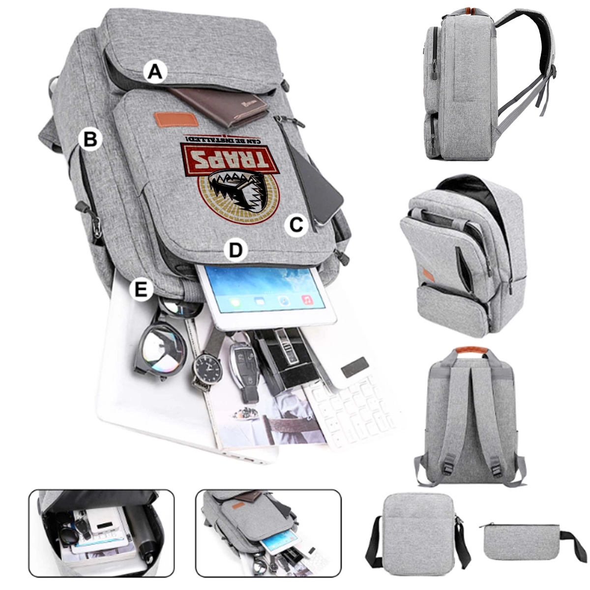 Large Capacity Portability Business Laptop Backpack Set 8