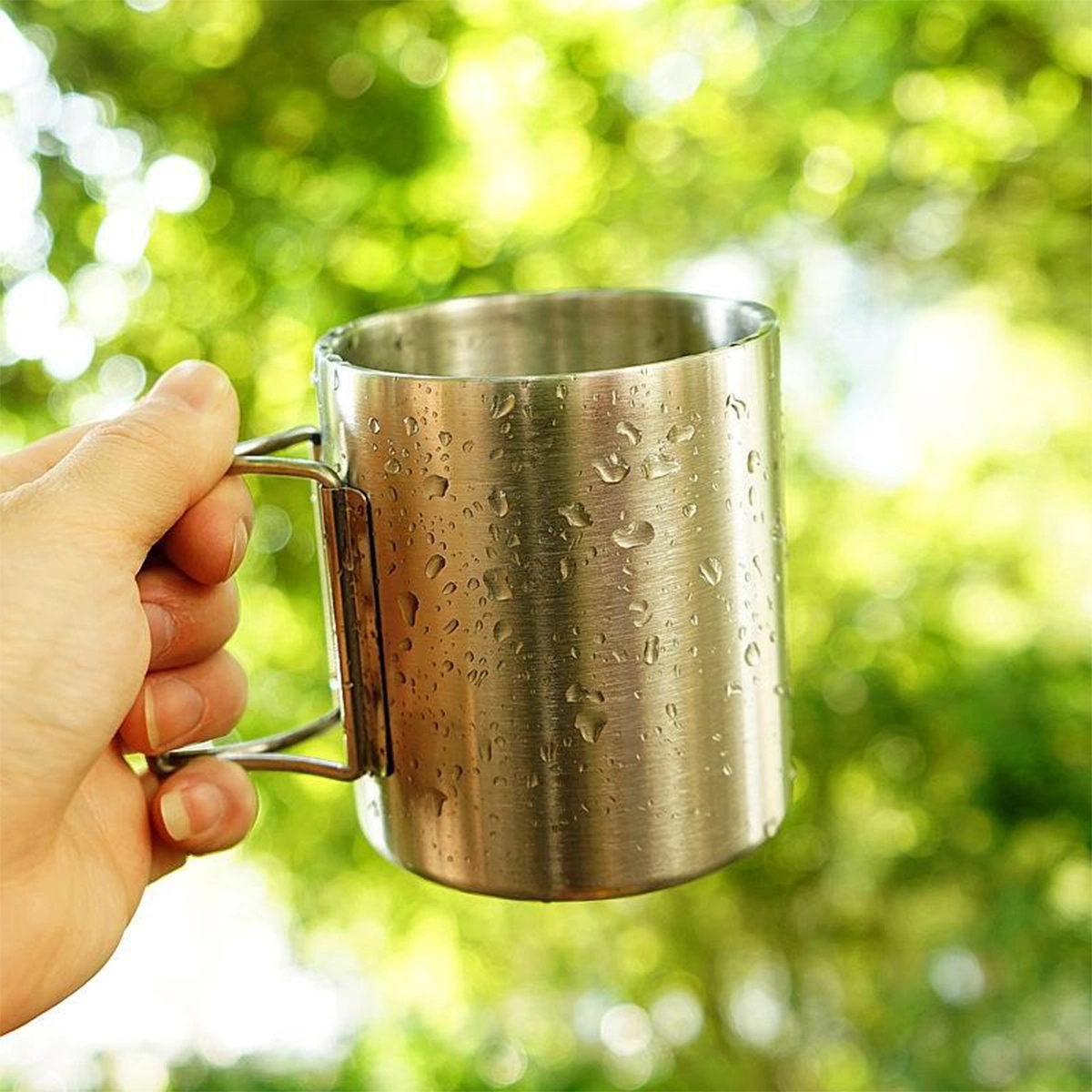 Stainless Steel Folding Handle Camping Cup 3