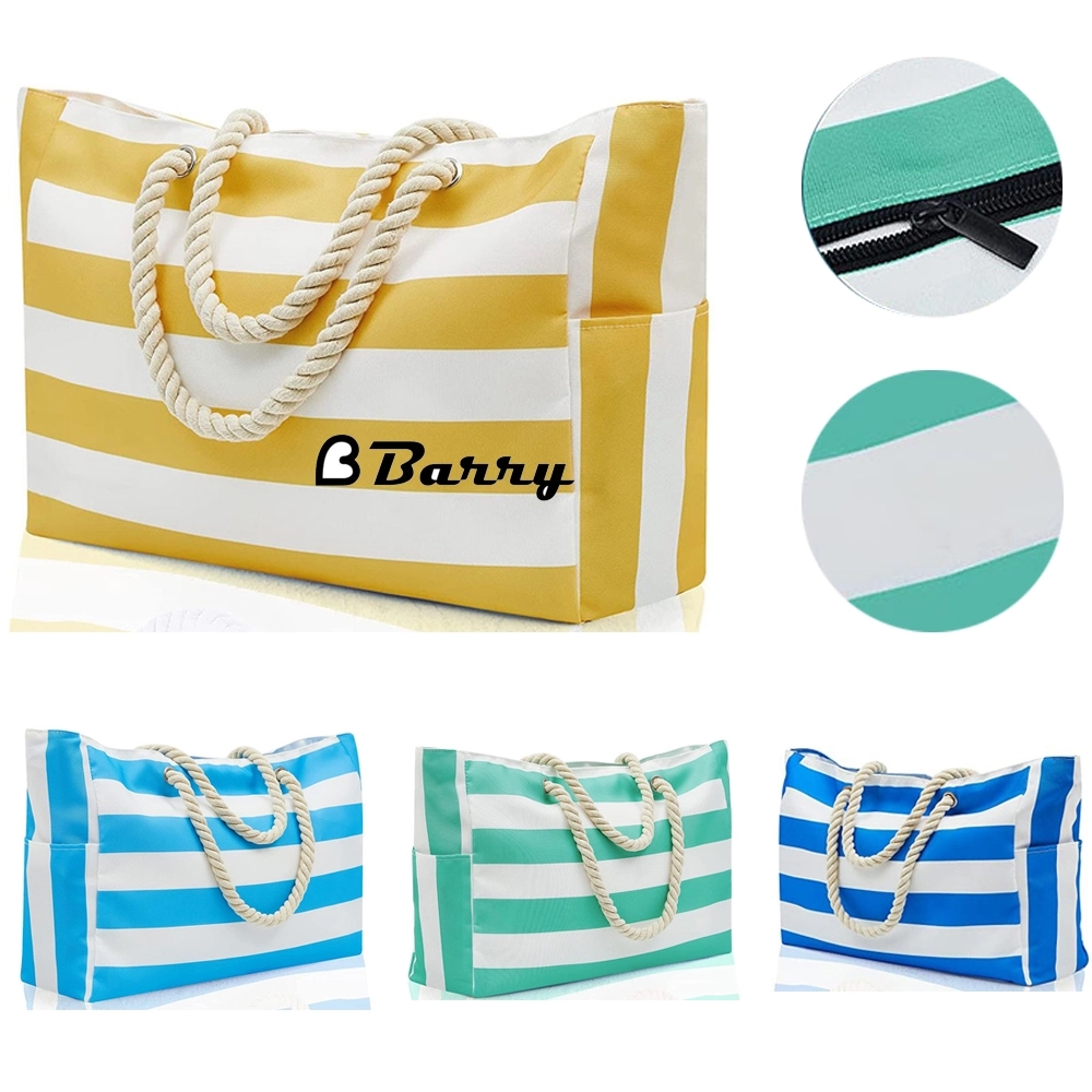 Cotton Portable Beach Bag, custom tote bag with logo imprint 2