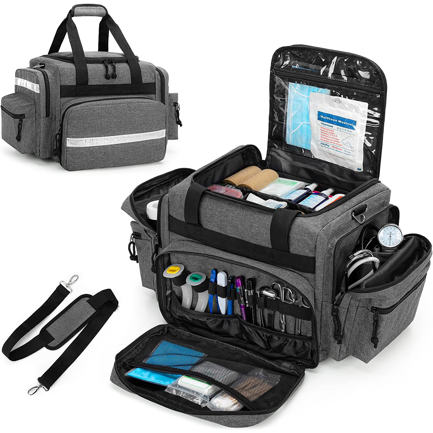Professional Medical First Responder Bag With Detachable 4