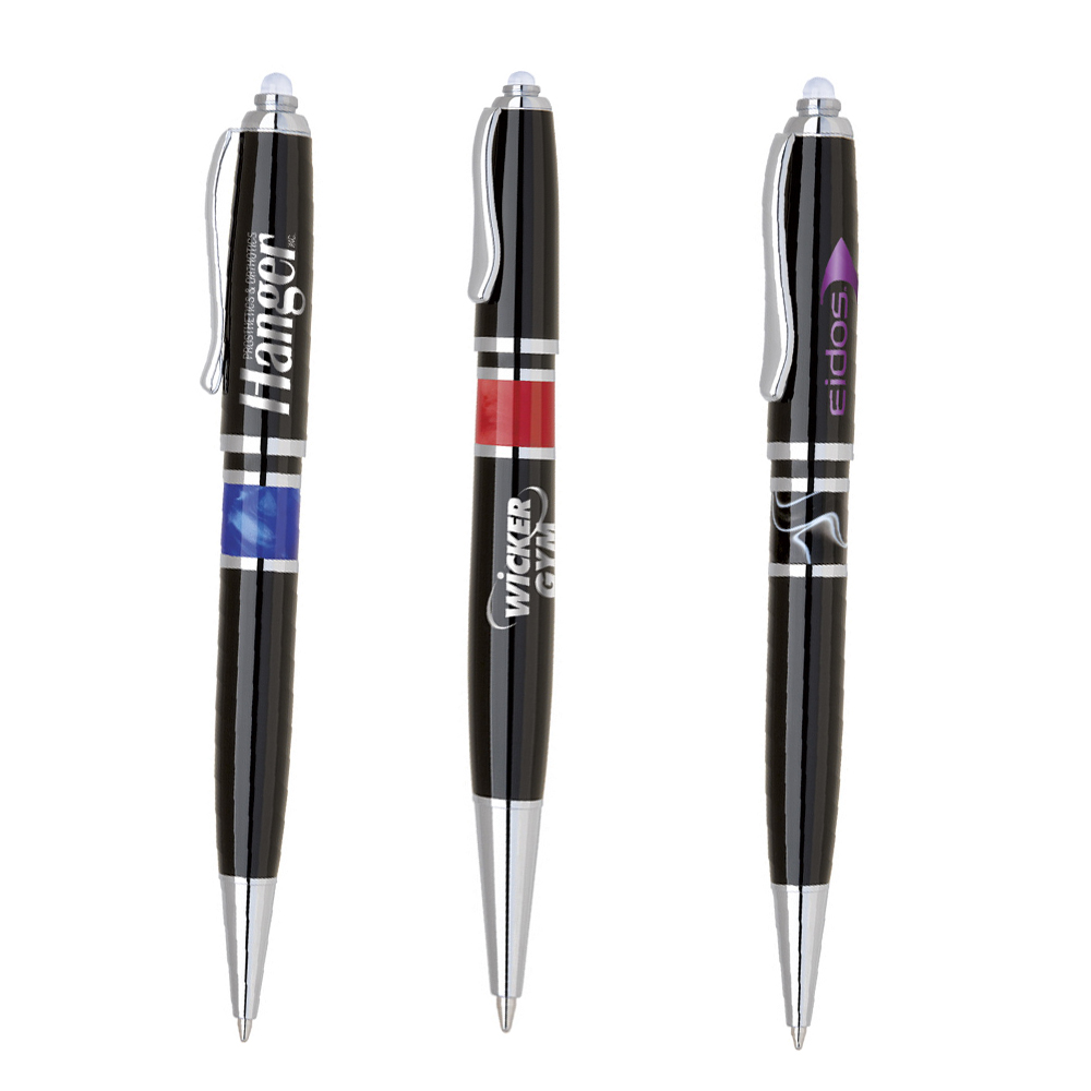 Tip twist brass ballpoint pen with clicker LED light 3