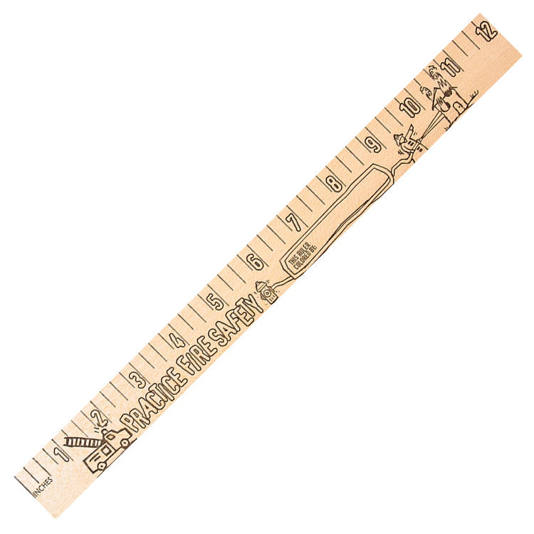 Fire Safety "u" Color Rulers - Natural Wood Finish 2
