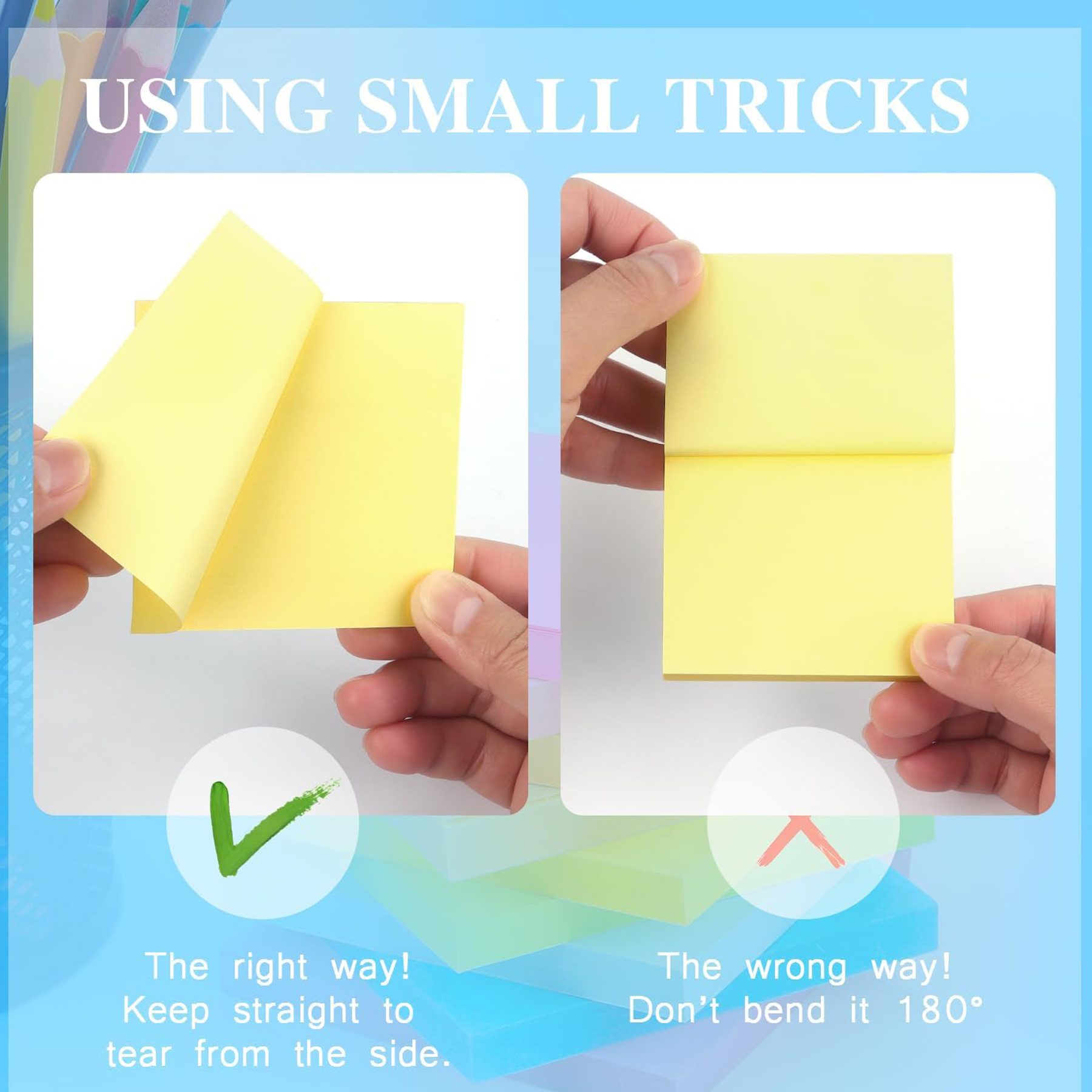 Sticky Notes 3x3" Self-Adhesive Pads 500 Sheets 6