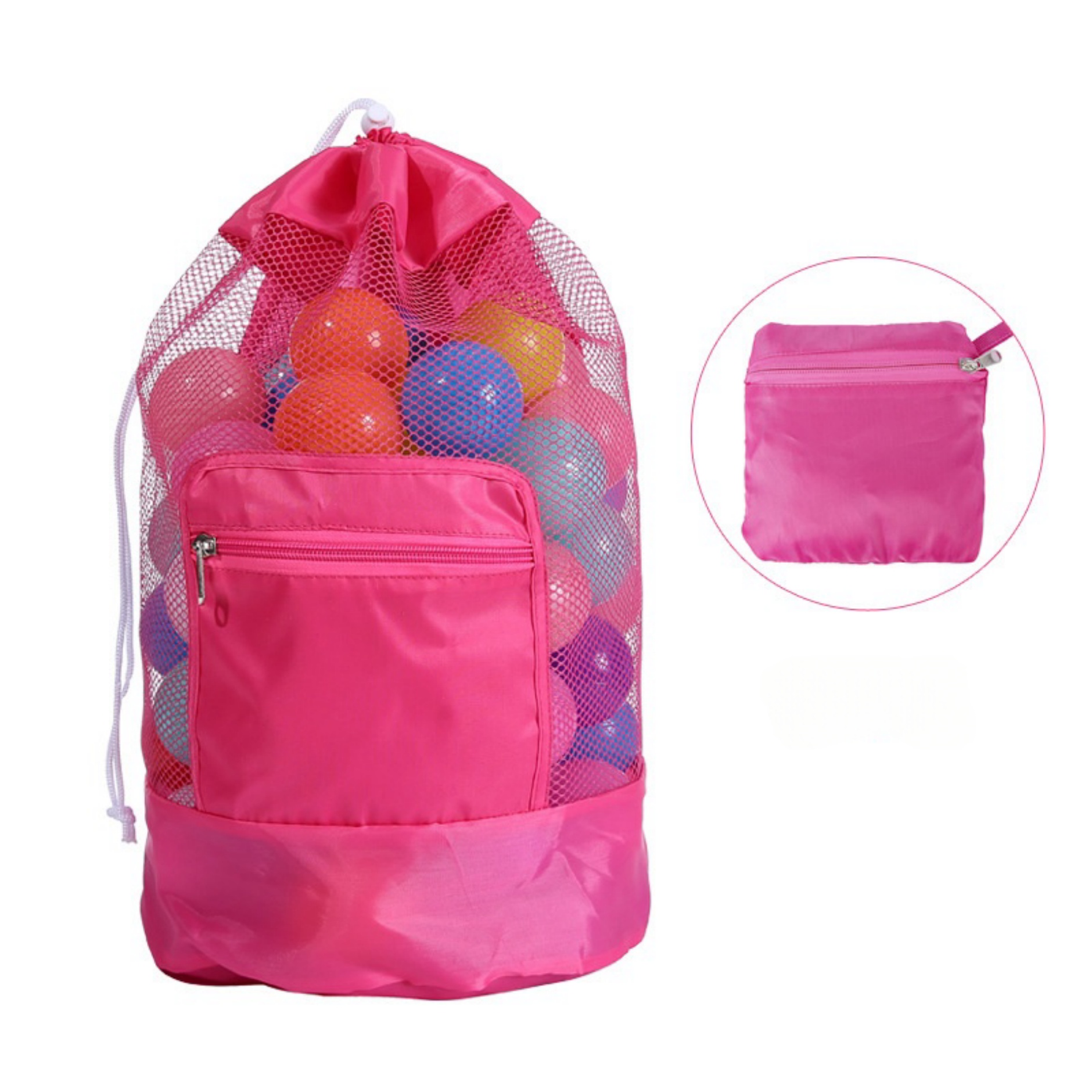 Foldable Mesh Drawstring Beach Backpack 8