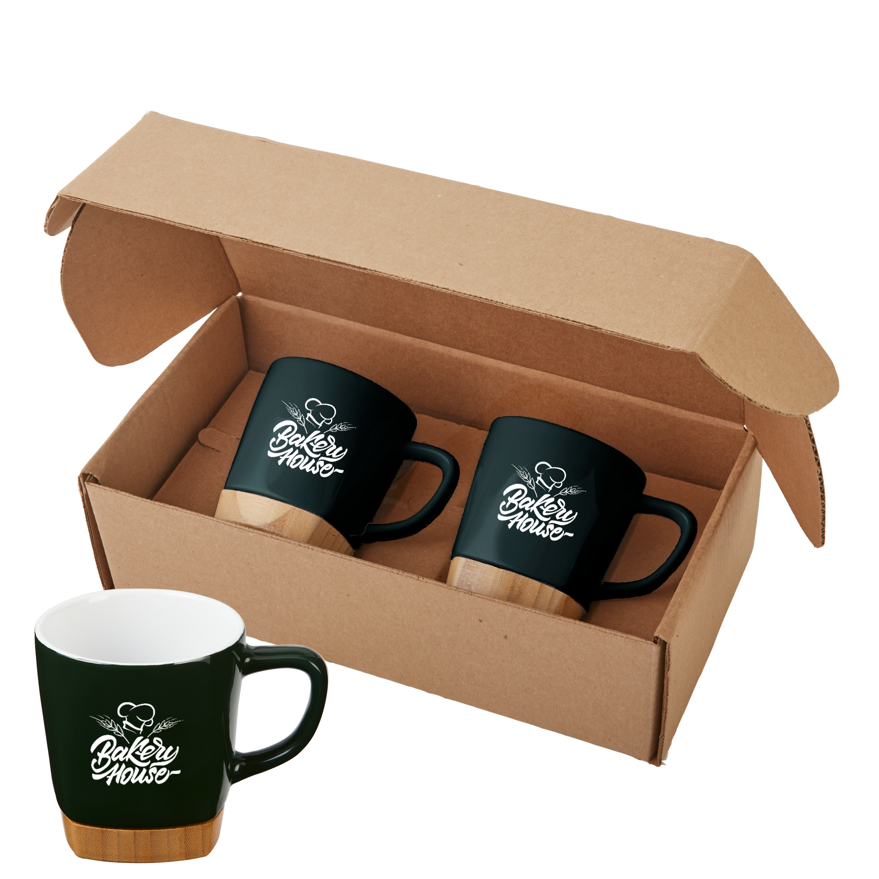11 Oz. Ceramic Mugs w/Removable Bamboo Coaster Gift Set 5