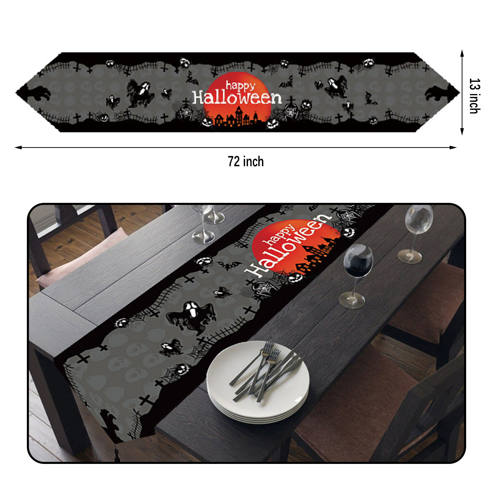 MOQ 10 Halloween Table Cloth 72x13" 1