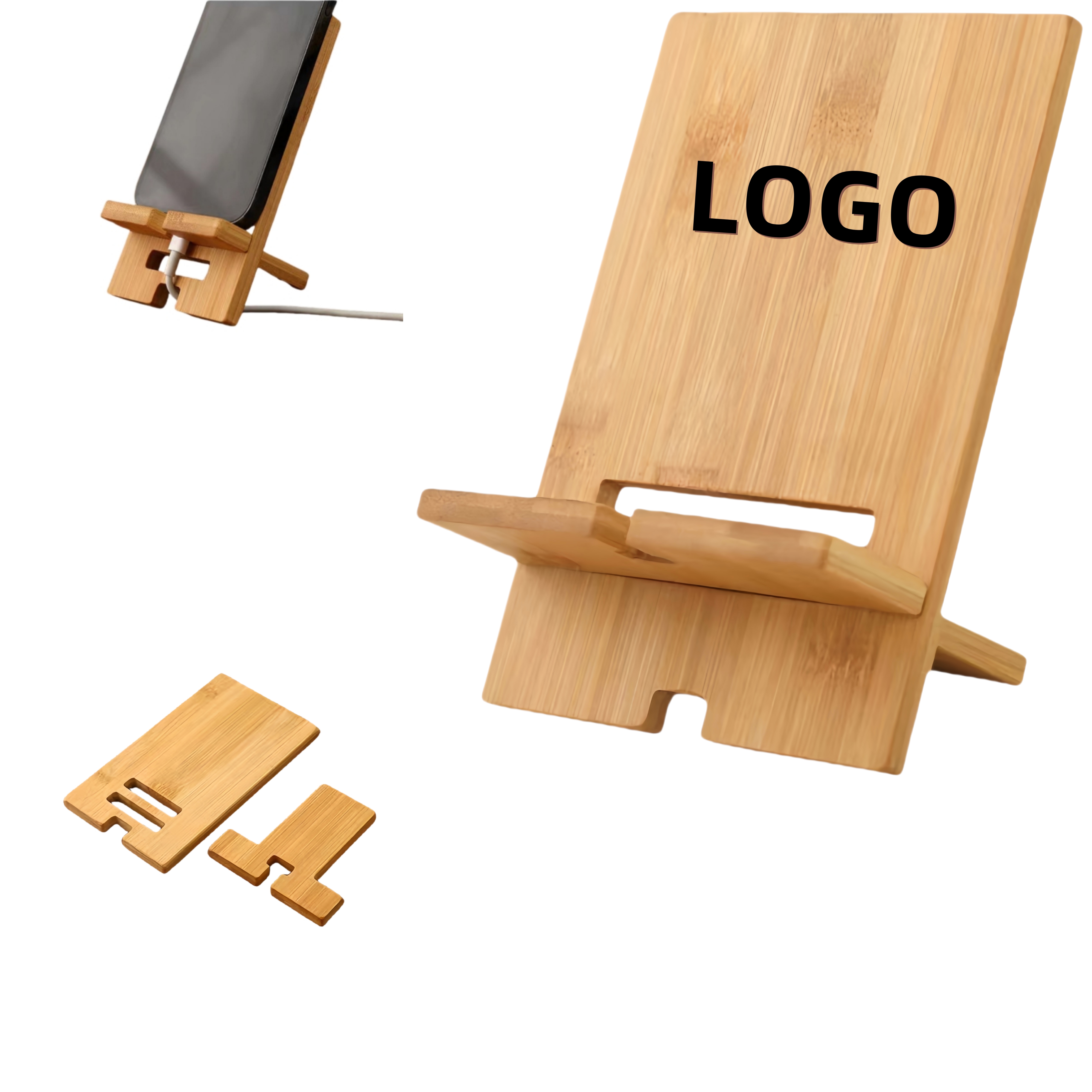 Bamboo Wood Phone Stand 2