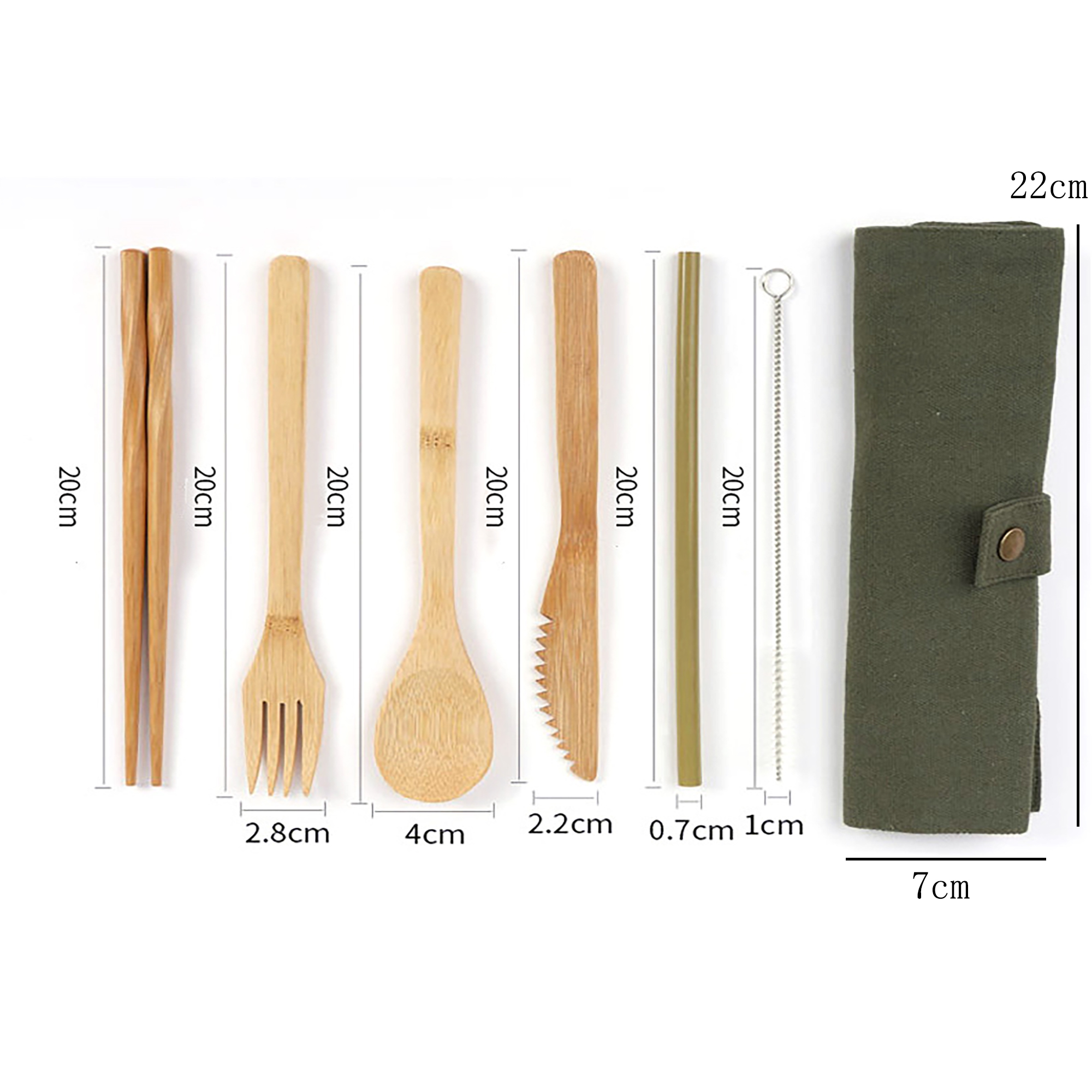Bamboo Travel Utensil Set with Pouch 8