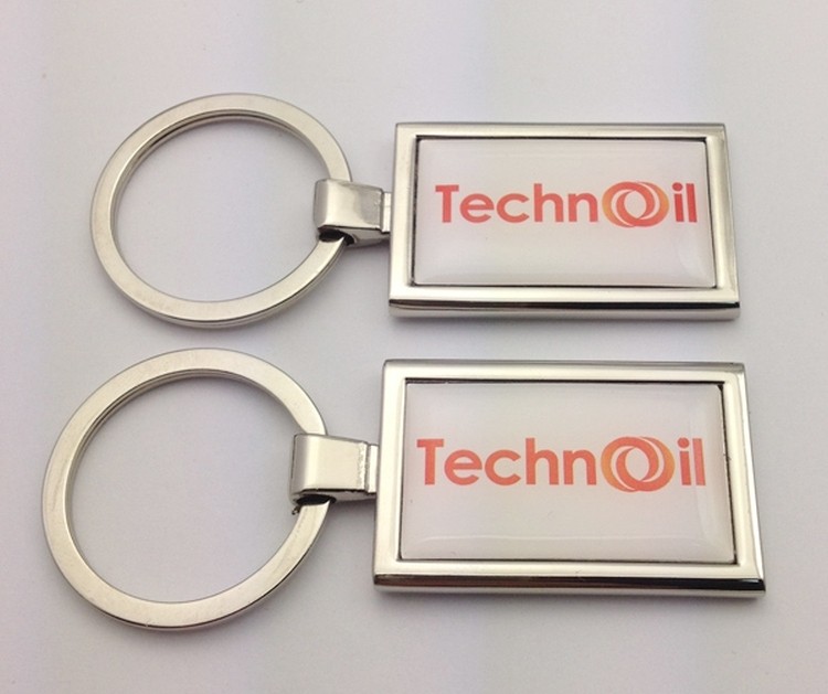 Double Side Custom Logo Zinc Alloy Reactangle Key Chains / Rings 2