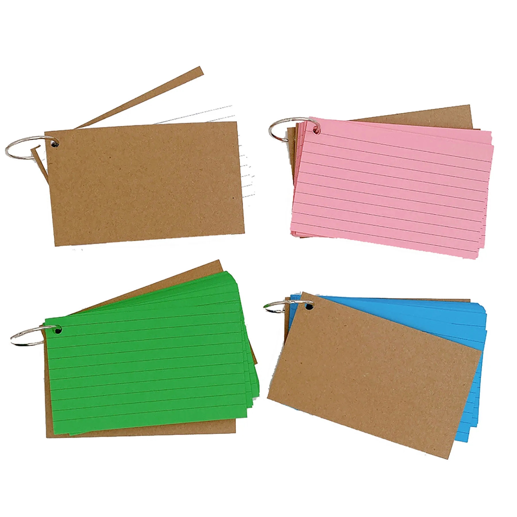 100 PCS Colored Flash Cards with Ring 1