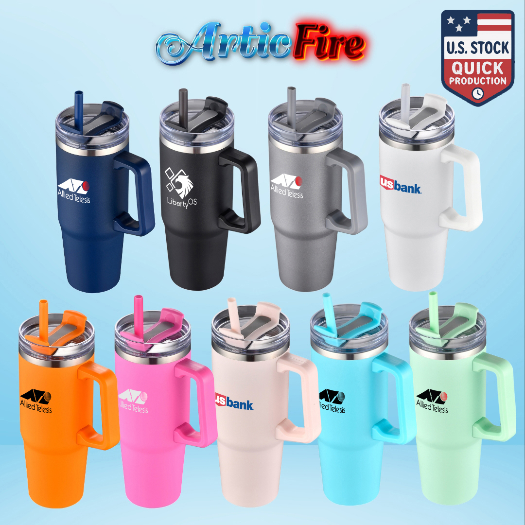 ArticFire 30oz Double-Wall Stainless Steel Tumbler with Handle and Straw 15