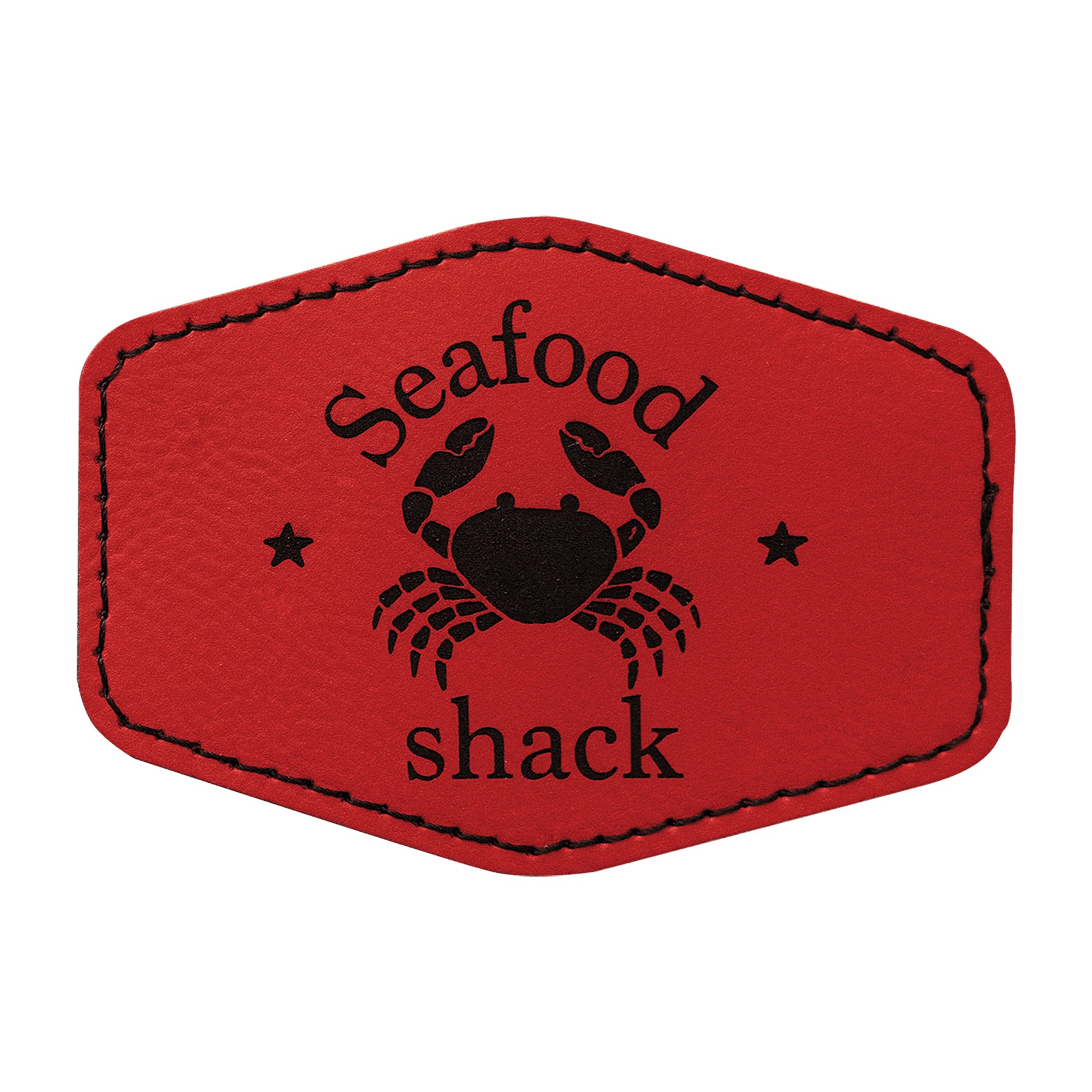 3" x 2" Red Leatherette Hexagon Patch with Adhesive