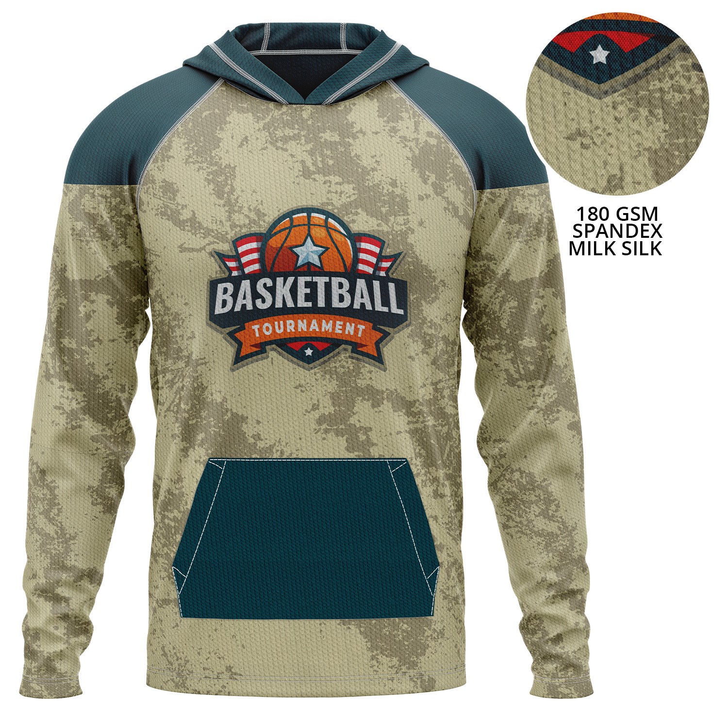 Unisex 180 GSM Spandex Milk Silk Pullover Sublimation Lightweight Hoodie w/ Kangaroo Pockets 2