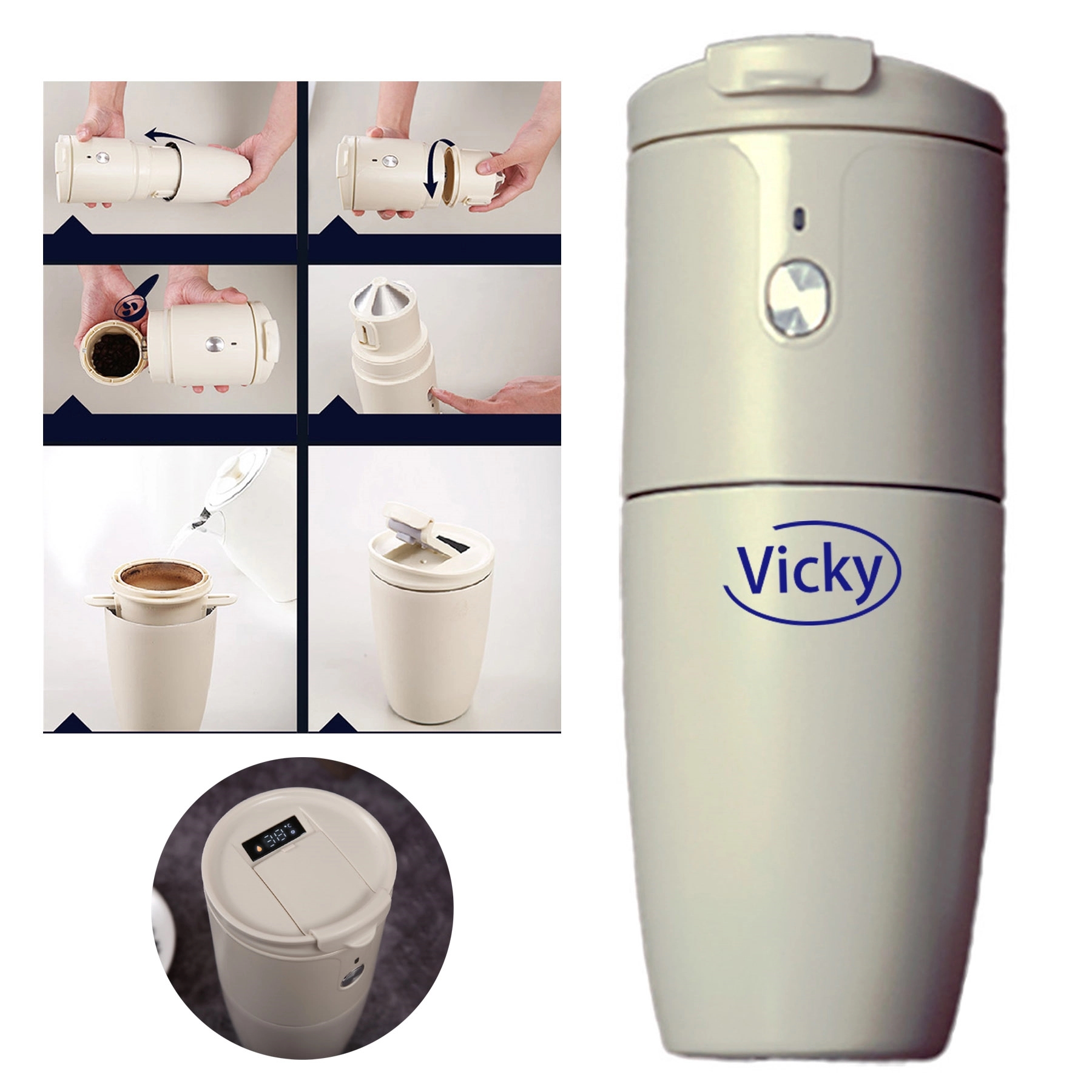 5 In 1 Coffee Grinder Filter Thermos Tumbler 2