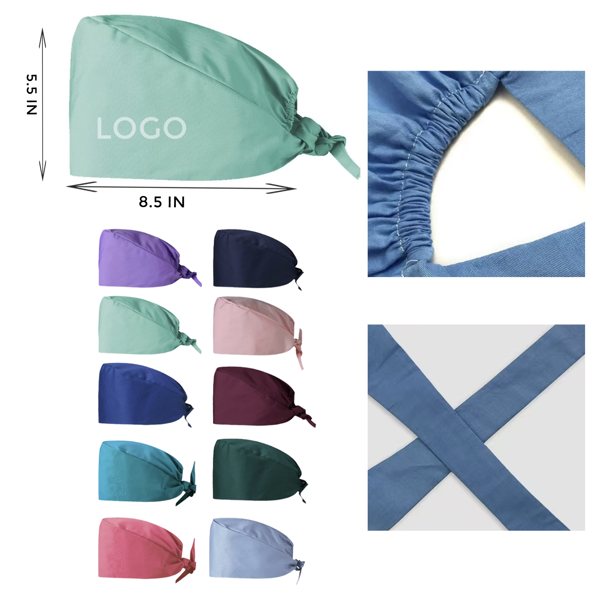 MOQ 10 PCS Hygienic Pure Cotton Nurse Cap 2