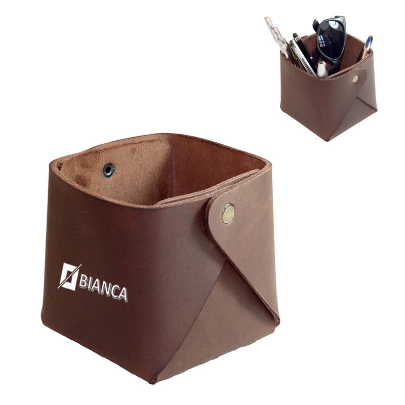 Genuine Leather Square Desk Organizer 2