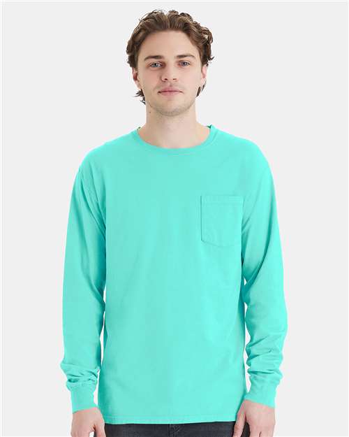 Unisex Garment-Dyed Long Sleeve T-Shirt With a Pocket - GDH250 82