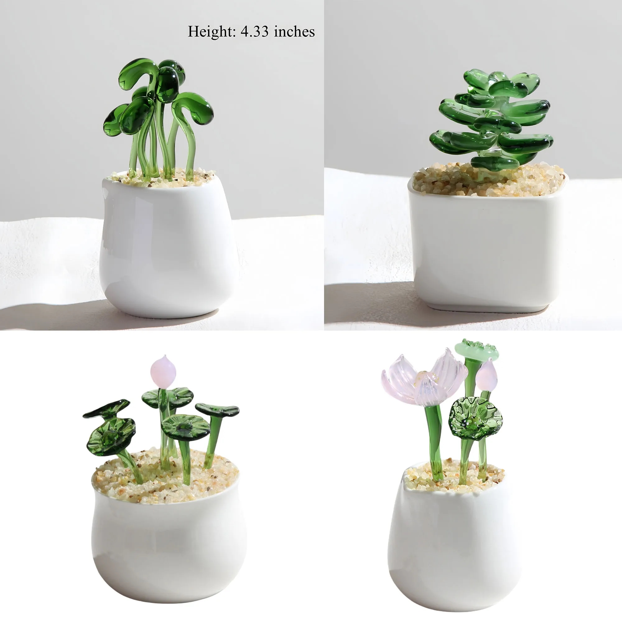 Handmade Glass Succulent Cactus Decor For Office Home 7
