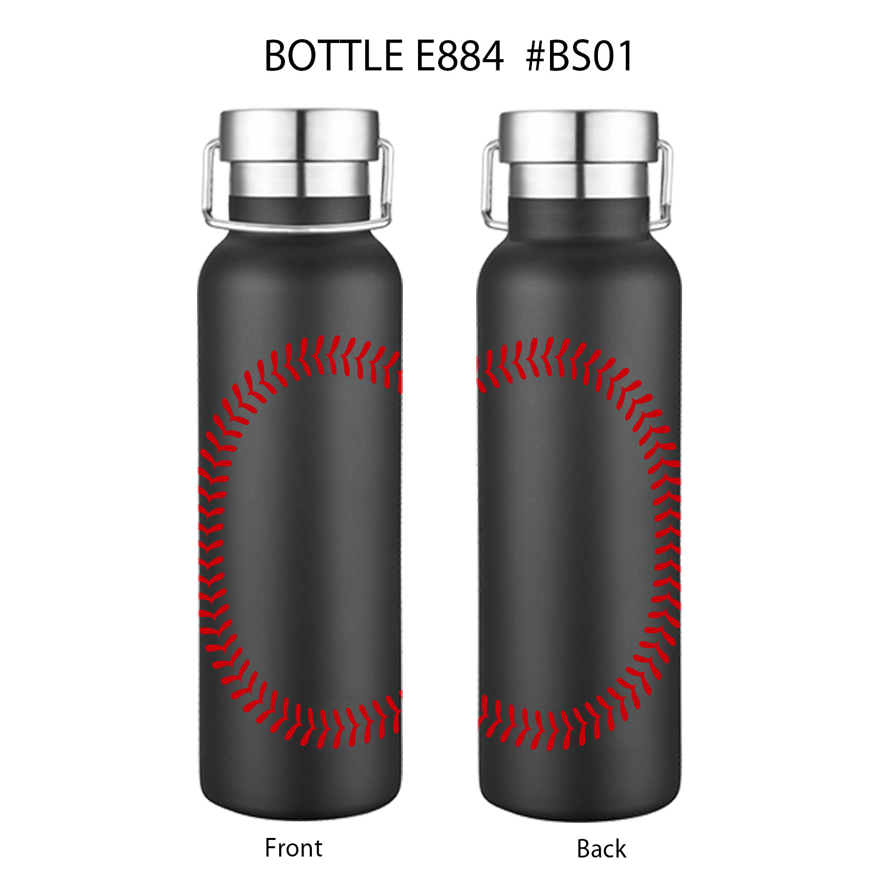 20 oz. Baseball Design Double Wall Stainless Steel Water Bottle w/Stainless Steel Lid 6