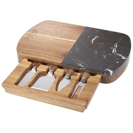 Black Marble Cheese Board Set with Knives 37