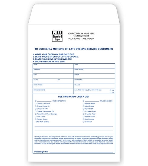 Envelopes, Overnight Auto Repair 1