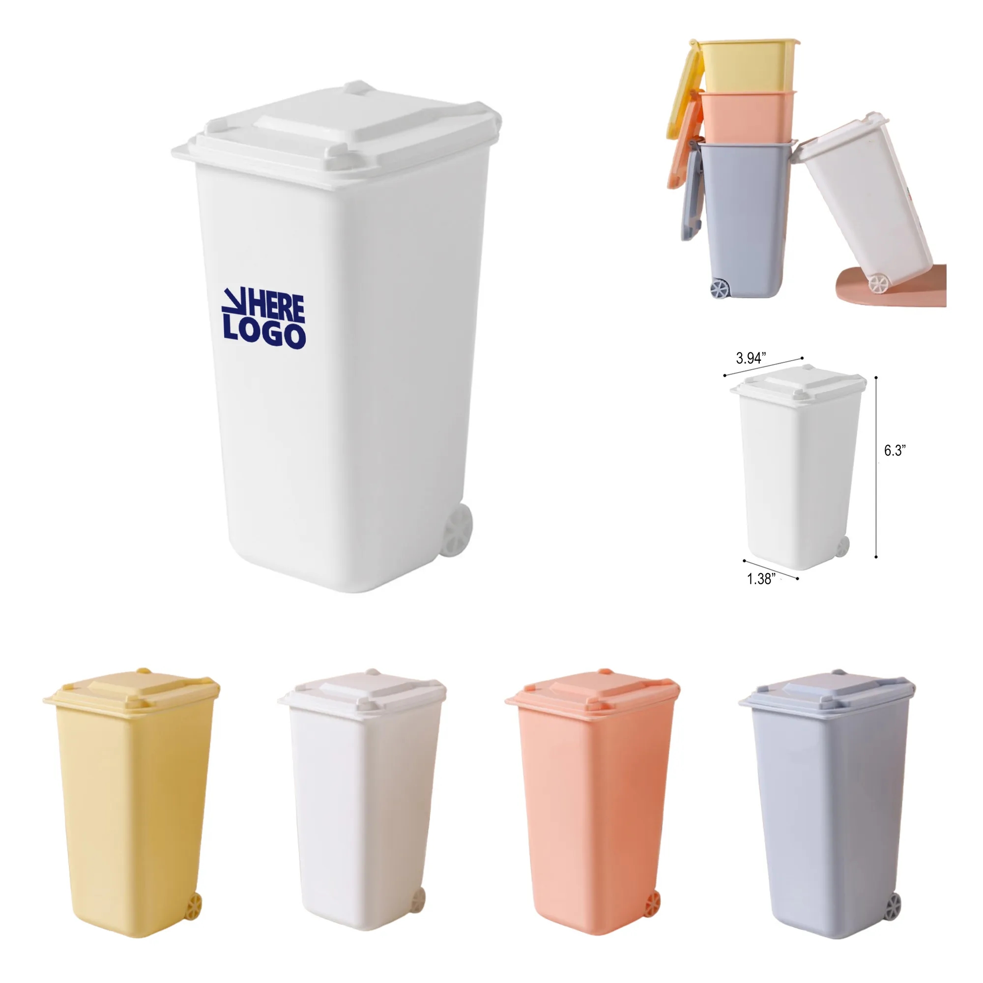 Desktop Organizer W/ Lid Mini Garbage Trash Bin Pen Holder 3